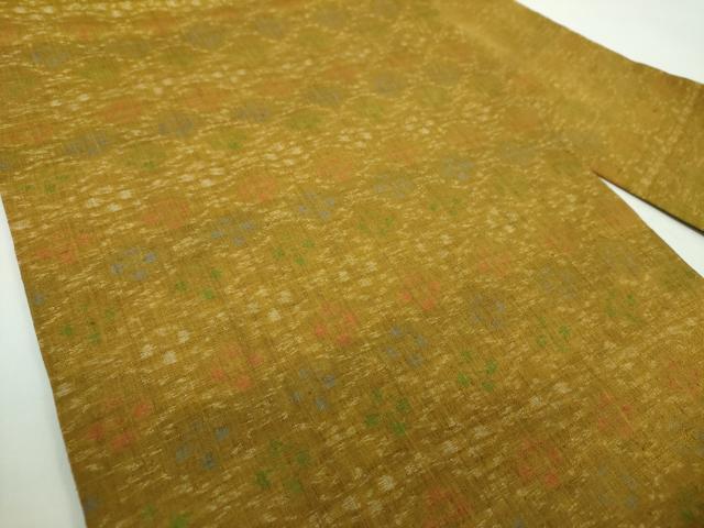 平和屋着物●本場結城紬 重要無形文化財 九寸名古屋帯 花菱文 正絹 逸品 未使用 DABD1272ps