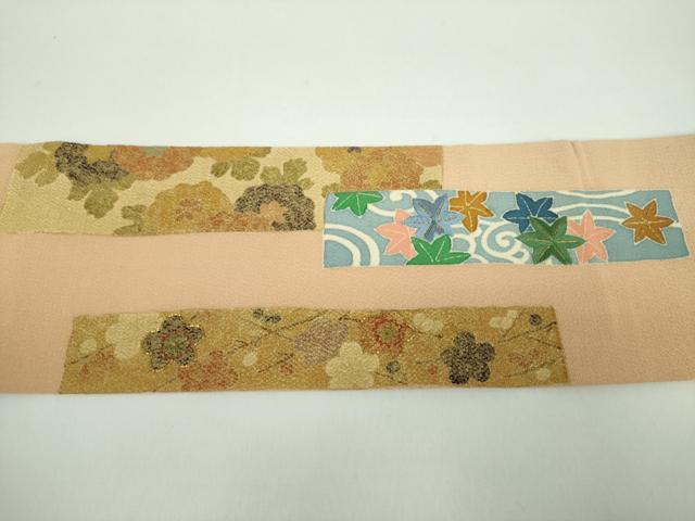平和屋着物●九寸名古屋帯 駒刺繍 吉祥花文 鬼しぼ縮緬 金彩 正絹 逸品 DABD1298ps