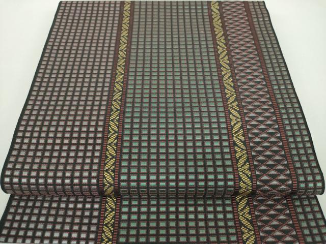 平和屋着物●本場筑前博多織 八寸名古屋帯 変わり間道 正絹 逸品 未使用 DABD1304ps