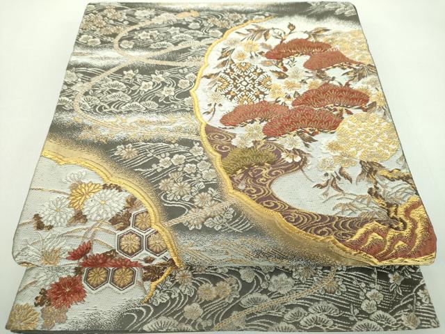 平和屋着物●極上　西陣の名門　加納幸謹製　六通柄袋帯　唐織　雪輪花文　金銀糸　逸品　DZAB2370kh6 平和屋着物○極上 西陣の名門 加納幸謹製 六通柄袋帯 唐織 雪輪花文 金