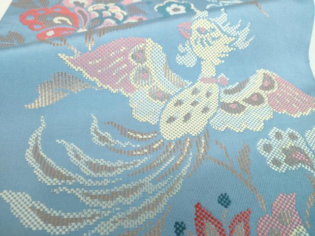 平和屋着物●六通柄 本袋帯 作家物 花鳥文 更紗 金糸 正絹 逸品 DABD1387ps