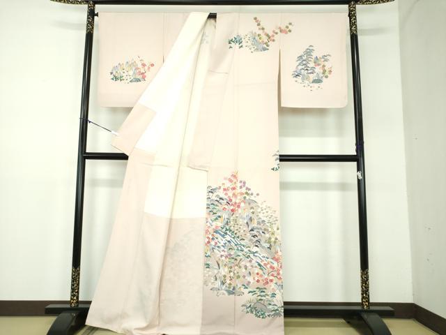 平和屋着物●訪問着 友禅 作家物 立波風景花文 暈し染め 正絹 逸品 未使用 DABD1397ps