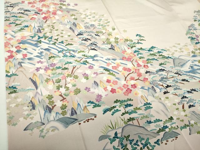 平和屋着物●訪問着 友禅 作家物 立波風景花文 暈し染め 正絹 逸品 未使用 DABD1397ps