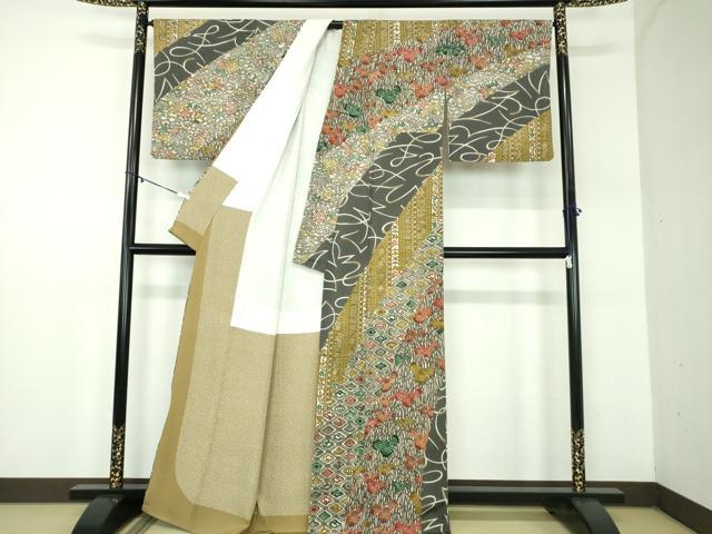 平和屋着物●江戸紅型 五味桂子 訪問着 古都の華 反端付き 正絹 逸品 DABD1399ps