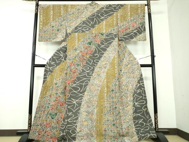 平和屋着物●江戸紅型 五味桂子 訪問着 古都の華 反端付き 正絹 逸品 DABD1399ps