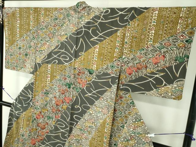 平和屋着物●江戸紅型 五味桂子 訪問着 古都の華 反端付き 正絹 逸品 DABD1399ps