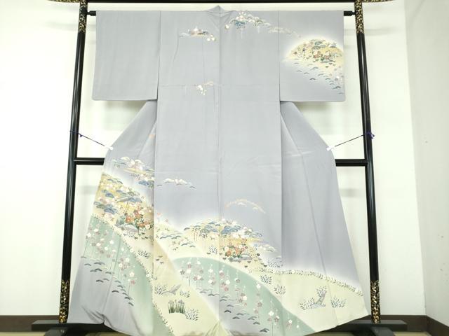 平和屋着物●訪問着 吉祥風景花文 暈し染め 金彩 正絹 逸品 DABD1400ps