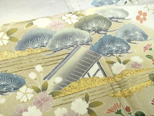 平和屋着物●訪問着 吉祥風景花文 暈し染め 金彩 正絹 逸品 DABD1400ps