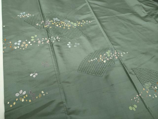 平和屋着物●中国三大刺繍 スワトウ刺繍 汕頭刺繍 総刺繍 訪問着 紬地 地紙花文 正絹 逸品 DABD1420ps