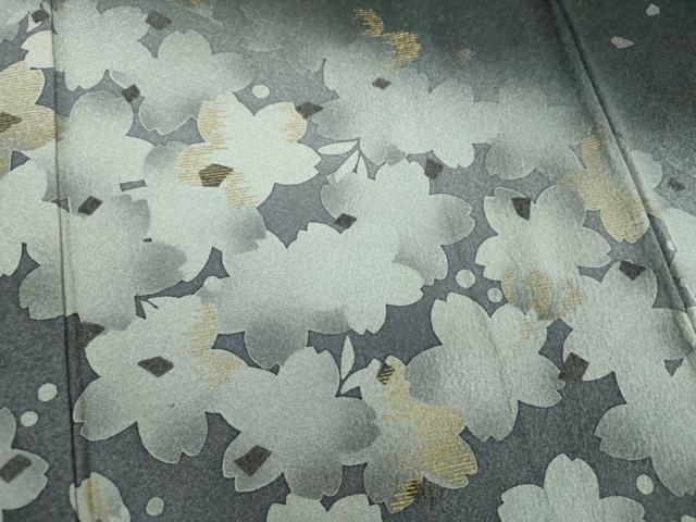 平和屋着物●ファッションデザイナー HIROKO KOSHINO コシノヒロコ 訪問着 夜桜 暈し染め 黒地 金彩 正絹 逸品 DABD1429ps