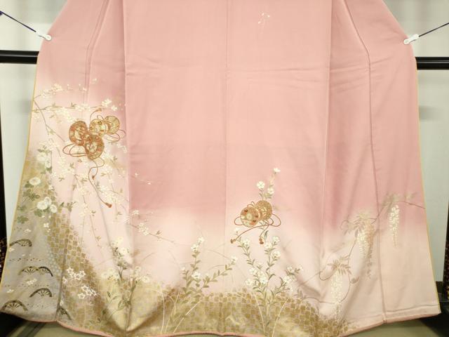 平和屋着物●訪問着 駒刺繍 鼓花文 暈し染め 金彩 正絹 逸品 DABD1434ps