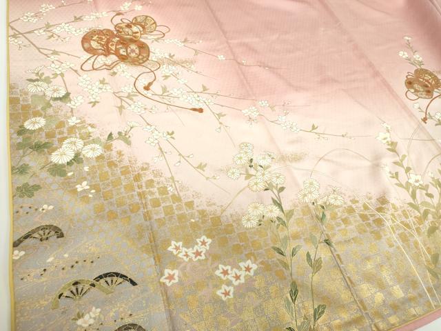 平和屋着物●訪問着 駒刺繍 鼓花文 暈し染め 金彩 正絹 逸品 DABD1434ps