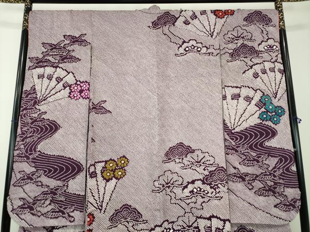 平和屋着物●豪華振袖 総絞り 檜扇飛鶴花文 金彩 正絹 逸品 DABD1435ps
