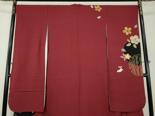 平和屋着物●豪華振袖 駒刺繍 雪桜 跳兎 金彩 正絹 逸品 DABD1438ps
