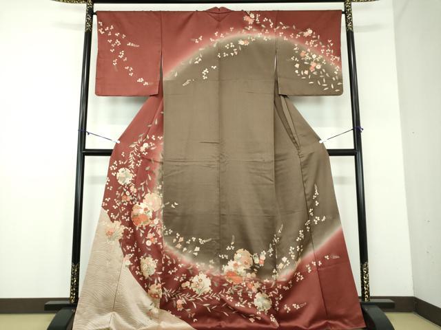 平和屋着物●訪問着 駒刺繍 雪輪花文 暈し染め 金彩 正絹 逸品 未使用 DABD1442ps