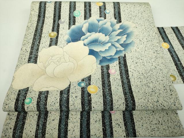 平和屋着物●九寸名古屋帯 作家物 花間道 たたき染め 銀彩 正絹 逸品 DABD1453ps