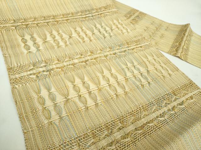 平和屋着物●八寸名古屋帯 もじり織 変わり間道 金糸 正絹 逸品 未使用 DABD1464ps