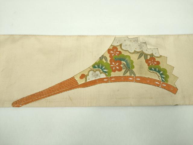 平和屋着物●アンティーク 大正ロマン 爪掻き本綴れ 中国三大刺繍 相良刺繍 八寸名古屋帯 総手刺繍 翁 金銀糸 正絹 逸品 DABD1483ps
