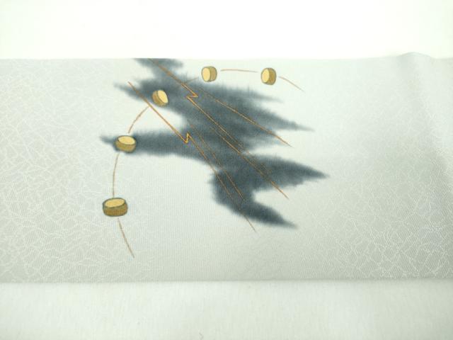 平和屋着物●九寸名古屋帯 作家物 手描き 風神 金彩 正絹 逸品 未使用 DABD1492ps
