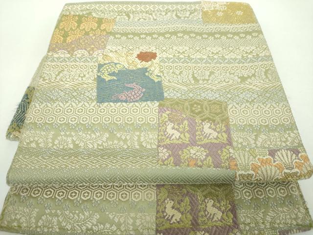平和屋着物●つけ帯 唐織 名物裂 金糸 正絹 逸品 DABD1512ps