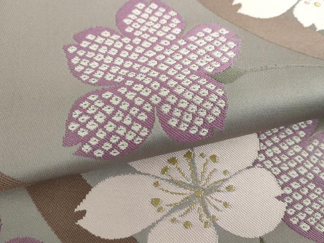 平和屋着物●世界的人形師 辻村寿三郎 ジュサブロー 六通柄袋帯 桜文 金糸 正絹 逸品 DABD1548ps