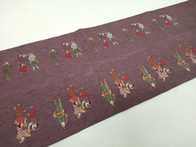 平和屋着物●六通柄 本袋帯 譚来住綢絲 金糸 正絹 逸品 DABD1560ps