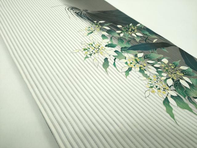 平和屋着物●両面 太鼓柄袋帯 手描き 枝花文 金銀彩 正絹 逸品 DABD1566ps