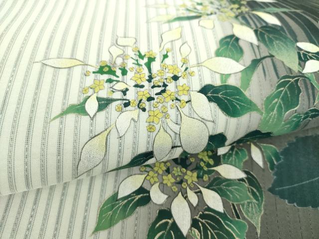 平和屋着物●両面 太鼓柄袋帯 手描き 枝花文 金銀彩 正絹 逸品 DABD1566ps
