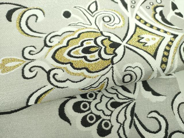 平和屋着物●世界的友禅作家 千地泰弘 両面 六通柄袋帯 千地天女 更紗花文 金銀糸 正絹 逸品 DABD1570ps