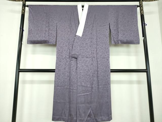 平和屋着物●上質な長襦袢　無双仕立て　花唐草地紋　濃鼠色　正絹　逸品　DABD1594ps 平和屋着物○上質な長襦袢 無双仕立て 花唐草地紋 濃鼠色 正絹