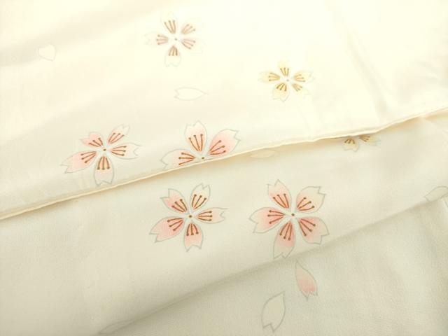 平和屋着物●上質な長襦袢 無双仕立て 舞桜 金彩 正絹 逸品 未使用 DABD1599ps