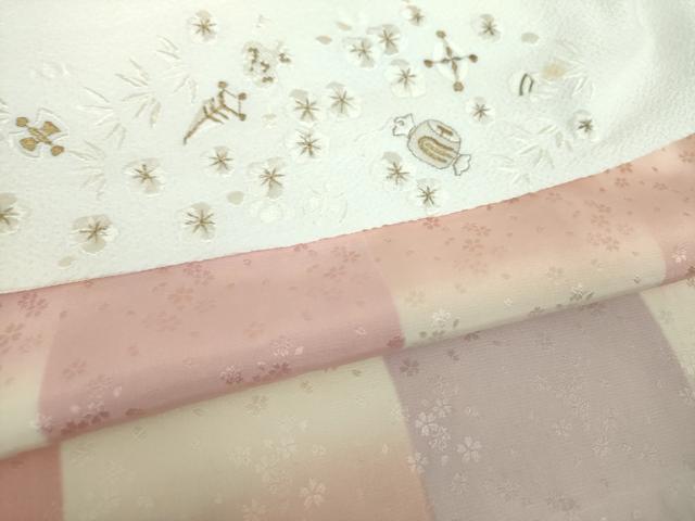 平和屋着物●上質な長襦袢 袷 半衿刺繍 舞桜地紋 暈し染め 正絹 逸品 DABD1603ps