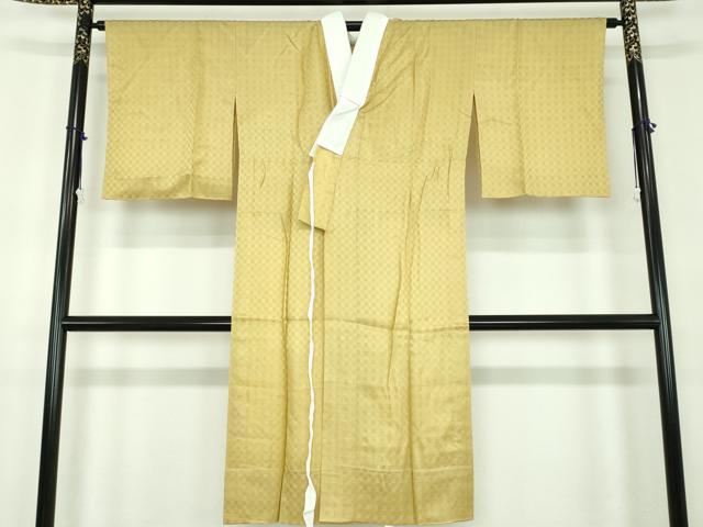 平和屋着物●上質な長襦袢 無双仕立て 市松地紋 桑染色 正絹 逸品 未使用 DABD1606ps