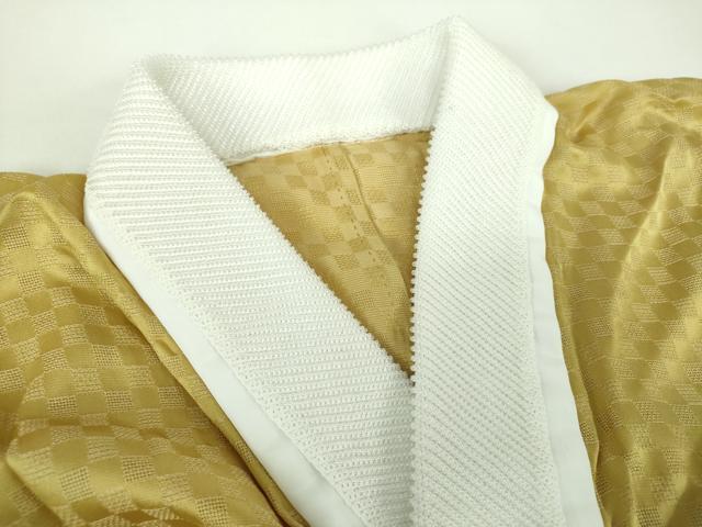 平和屋着物●上質な長襦袢 無双仕立て 市松地紋 桑染色 正絹 逸品 未使用 DABD1606ps