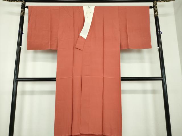 平和屋着物●上質な長襦袢 無双仕立て 半衿刺繍 銀朱色 正絹 逸品 未使用 DABD1608ps