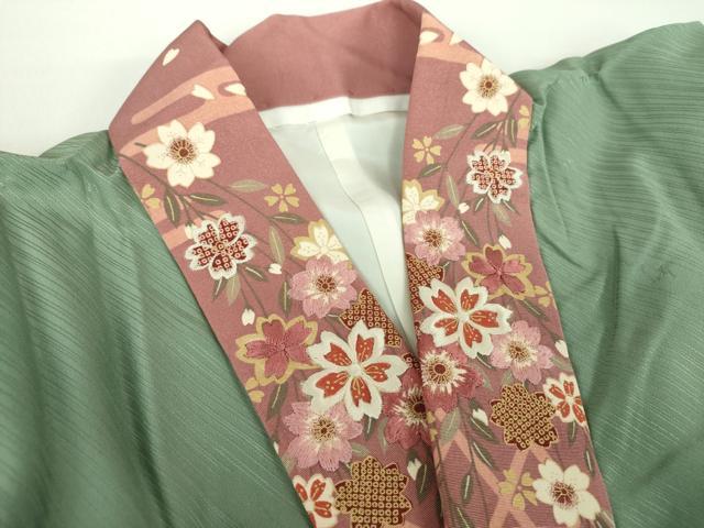 平和屋着物●上質な長襦袢 袷 半衿刺繍 斜線地紋 正絹 逸品 未使用 DABD1610ps