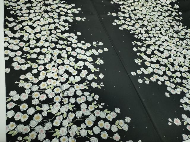 平和屋着物●上質な小紋 辻が花 黒地 正絹 逸品 DABD1613ps