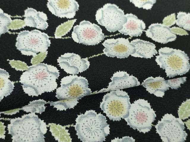 平和屋着物●上質な小紋 辻が花 黒地 正絹 逸品 DABD1613ps