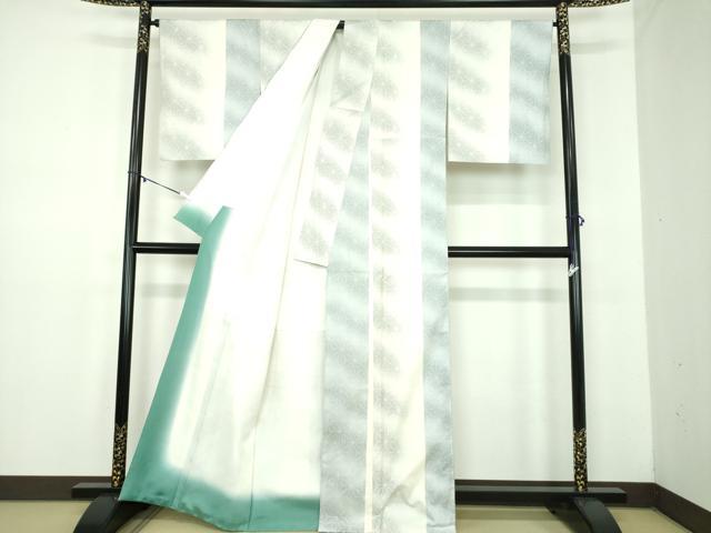 平和屋着物●都喜ヱ門 本場大島紬 白大島 9マルキ 麻の葉間道 藤絹織物謹製 正絹 逸品 DABD1618ps