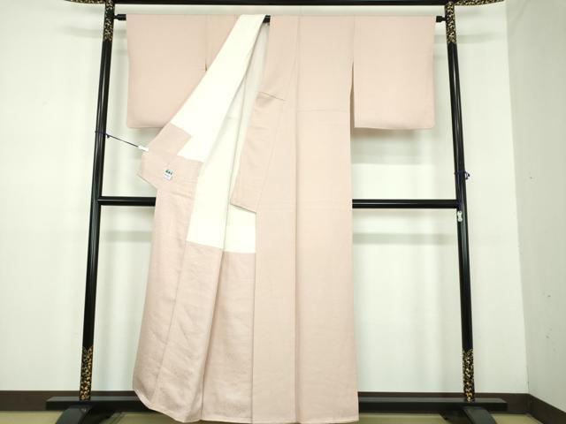 平和屋着物●上質な色無地 桐竹鳳凰地紋 洗柿色 正絹 逸品 DABD1623ps