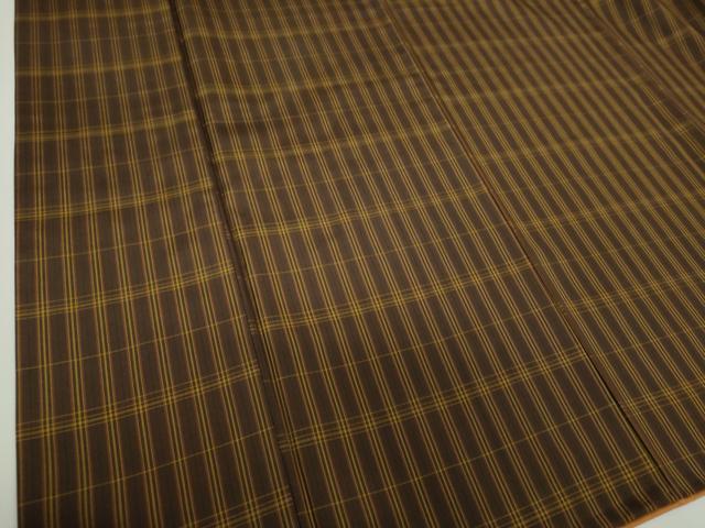 平和屋着物●本場黄八丈 鳶八丈 紬 平織 格子 正絹 逸品 DABD1624ps