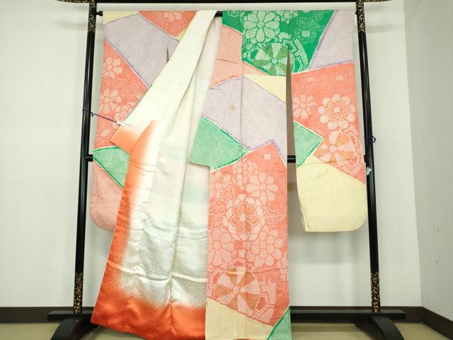 平和屋着物●豪華振袖 総絞り 源氏車花文 金彩 正絹 逸品 DABD1626ps