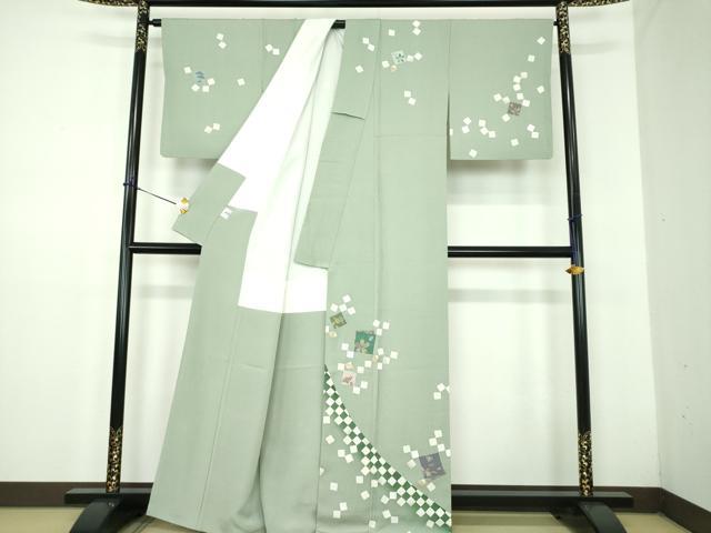 平和屋着物●きもの志麻 岩下志麻ブランド 訪問着 刺繍 色紙重ね花文 暈し染め 金彩 京都きもの友禅扱い 正絹 逸品 DABD1638ps