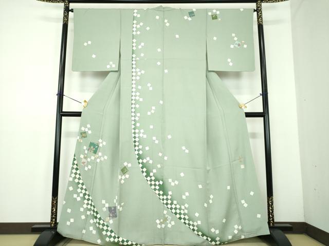 平和屋着物●きもの志麻 岩下志麻ブランド 訪問着 刺繍 色紙重ね花文 暈し染め 金彩 京都きもの友禅扱い 正絹 逸品 DABD1638ps