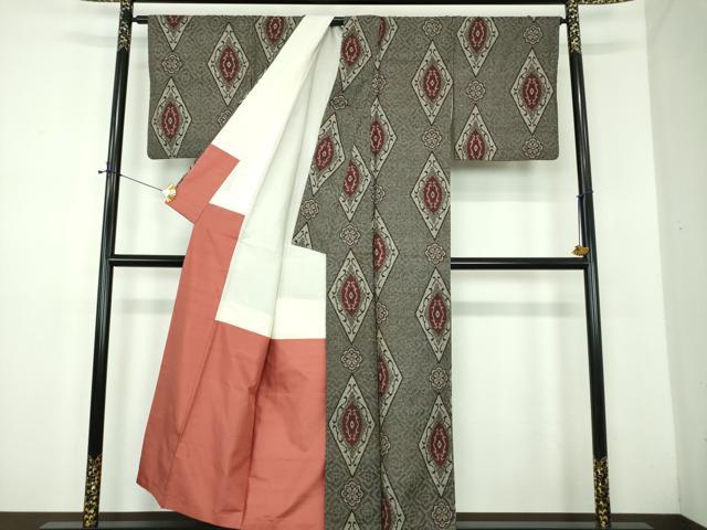 平和屋着物●本場大島紬 龍郷絣 花菱文 正絹 逸品 DABD1655ps