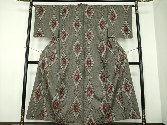平和屋着物●本場大島紬 龍郷絣 花菱文 正絹 逸品 DABD1655ps