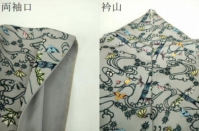 平和屋着物●本場琉球紅型 小紋 花鳥文 正絹 逸品 DABD1662ps
