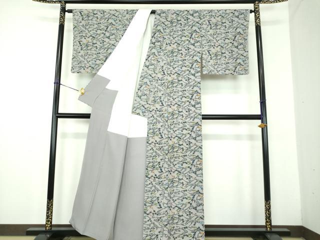 平和屋着物●本場琉球紅型 小紋 花鳥文 正絹 逸品 DABD1662ps