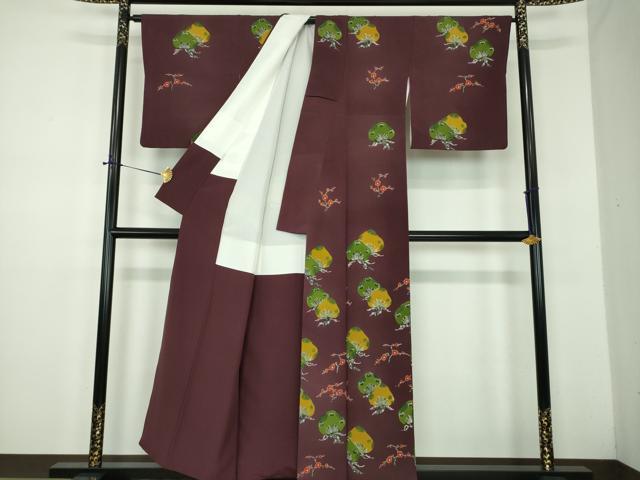 平和屋着物●銀座 志ま亀 訪問着 老松 枝梅 たとう紙付き 正絹 逸品 DABD1664ps