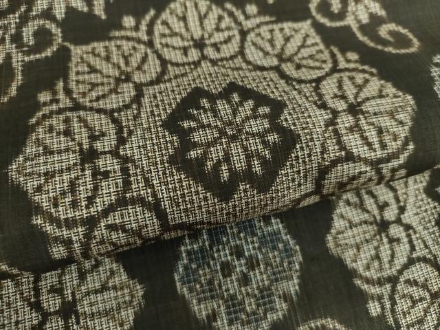 平和屋着物●本場大島紬 割り込み絣 花丸文 正絹 逸品 DABD1666ps